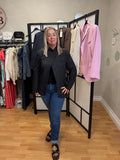 Black pinstripe blazer