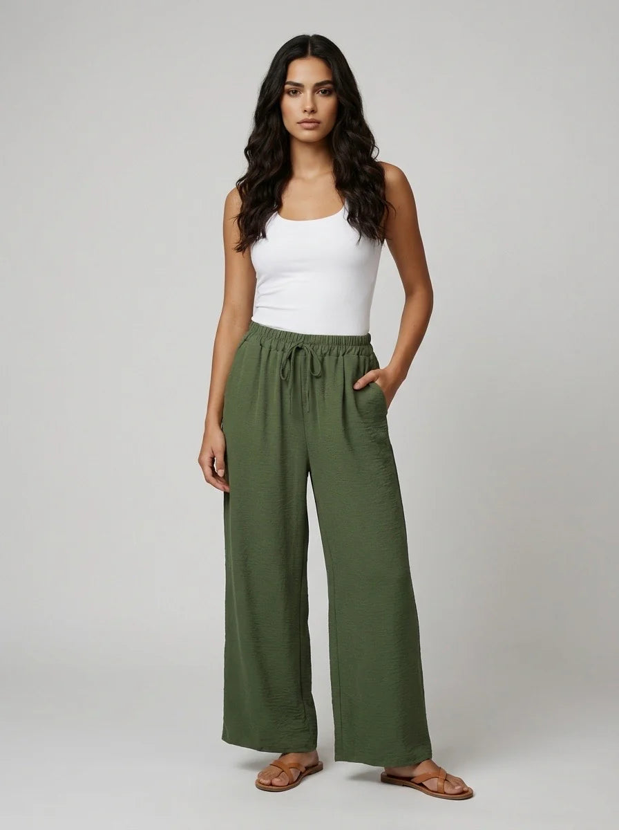 Khaki palazzo trousers