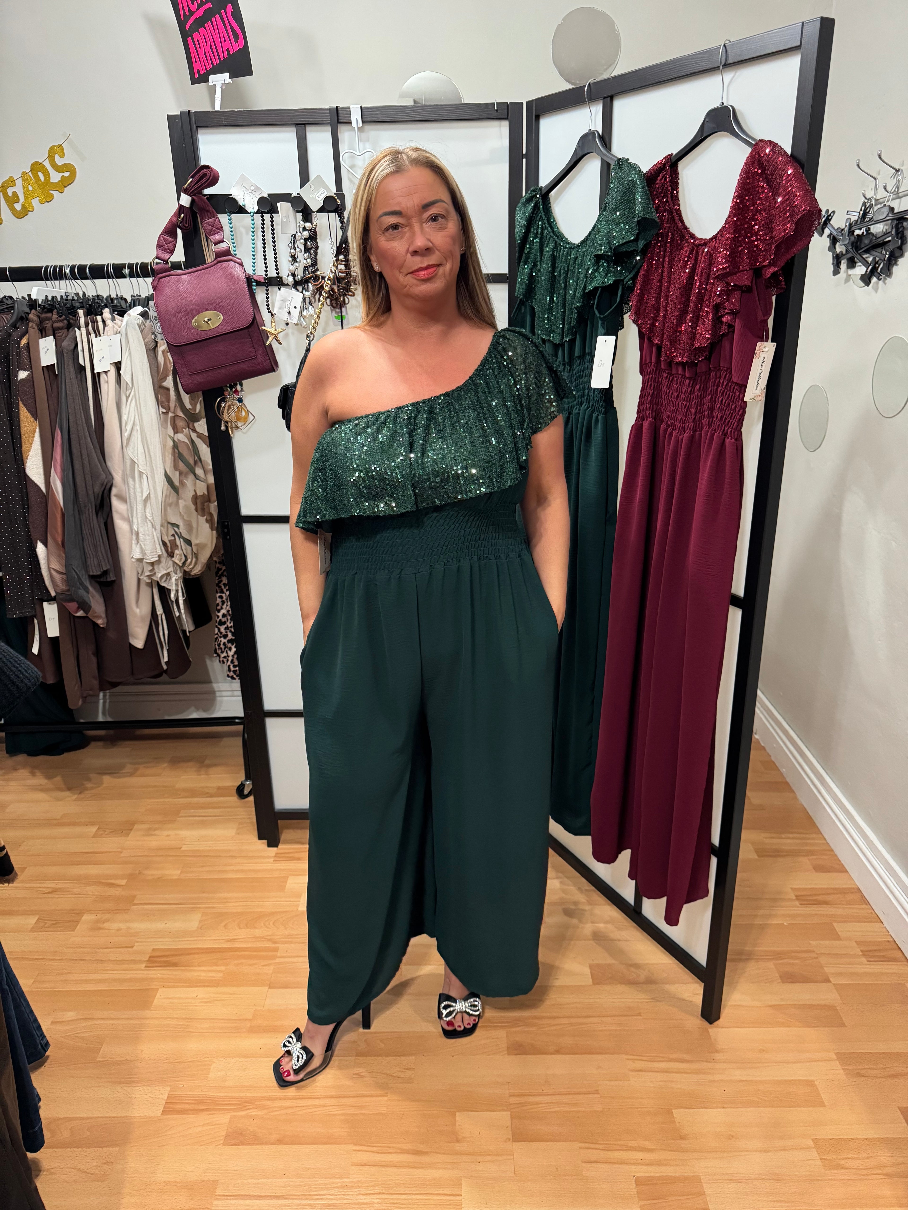 Emerald Green Sequin Jumpsuit