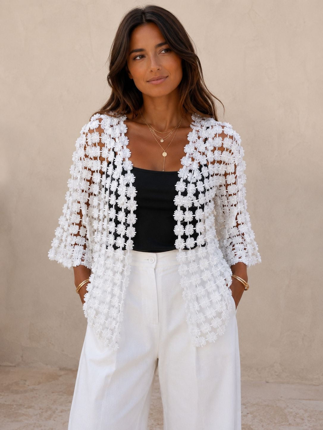 White daisy cardigan