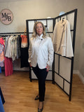 Beige pinstripe brushed cotton blazer