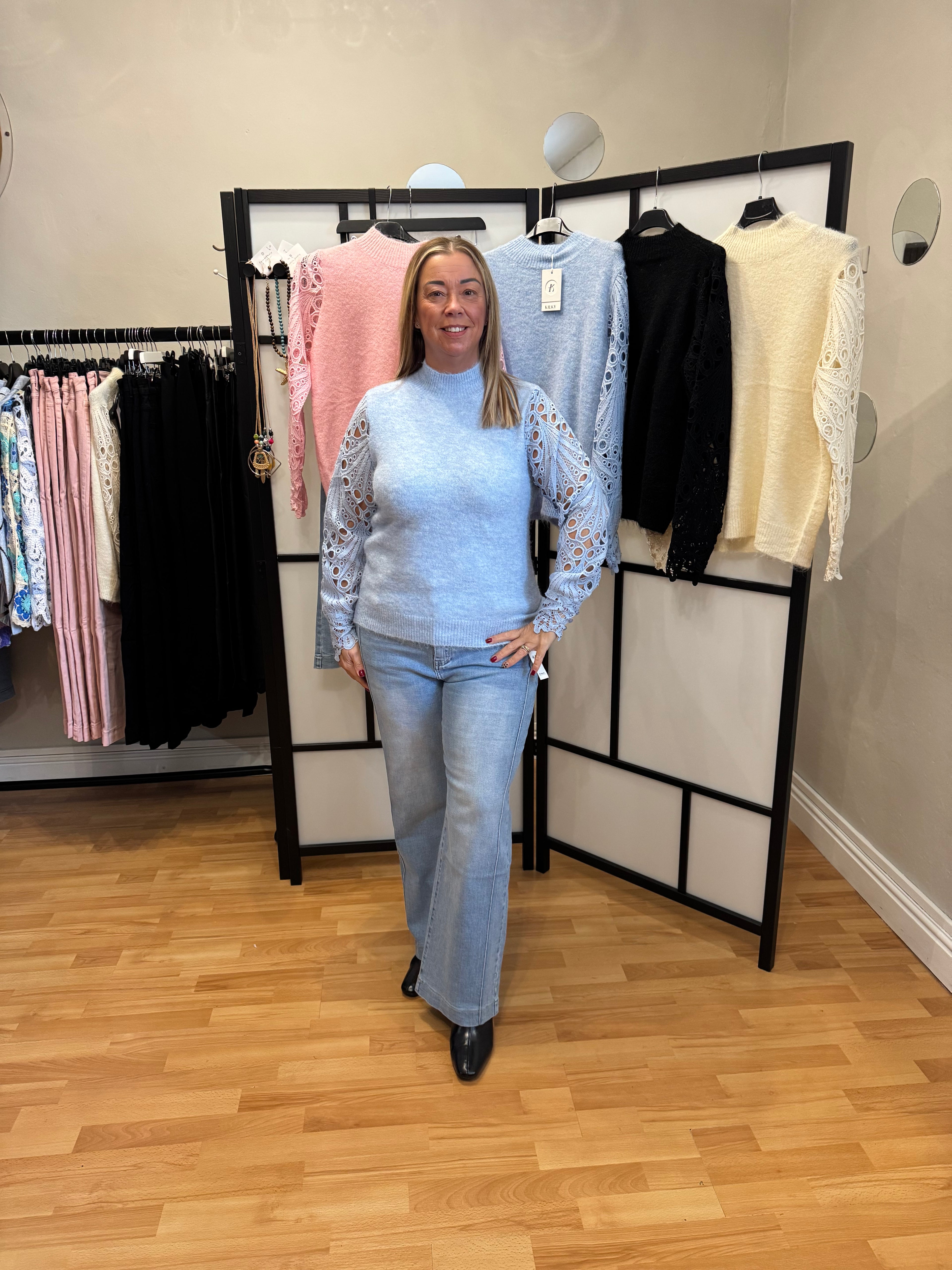 Blue laced sleeve jumper