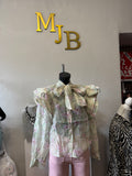 Green floral pussy bow blouse 8