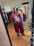 Magenta print summer bomber jacket