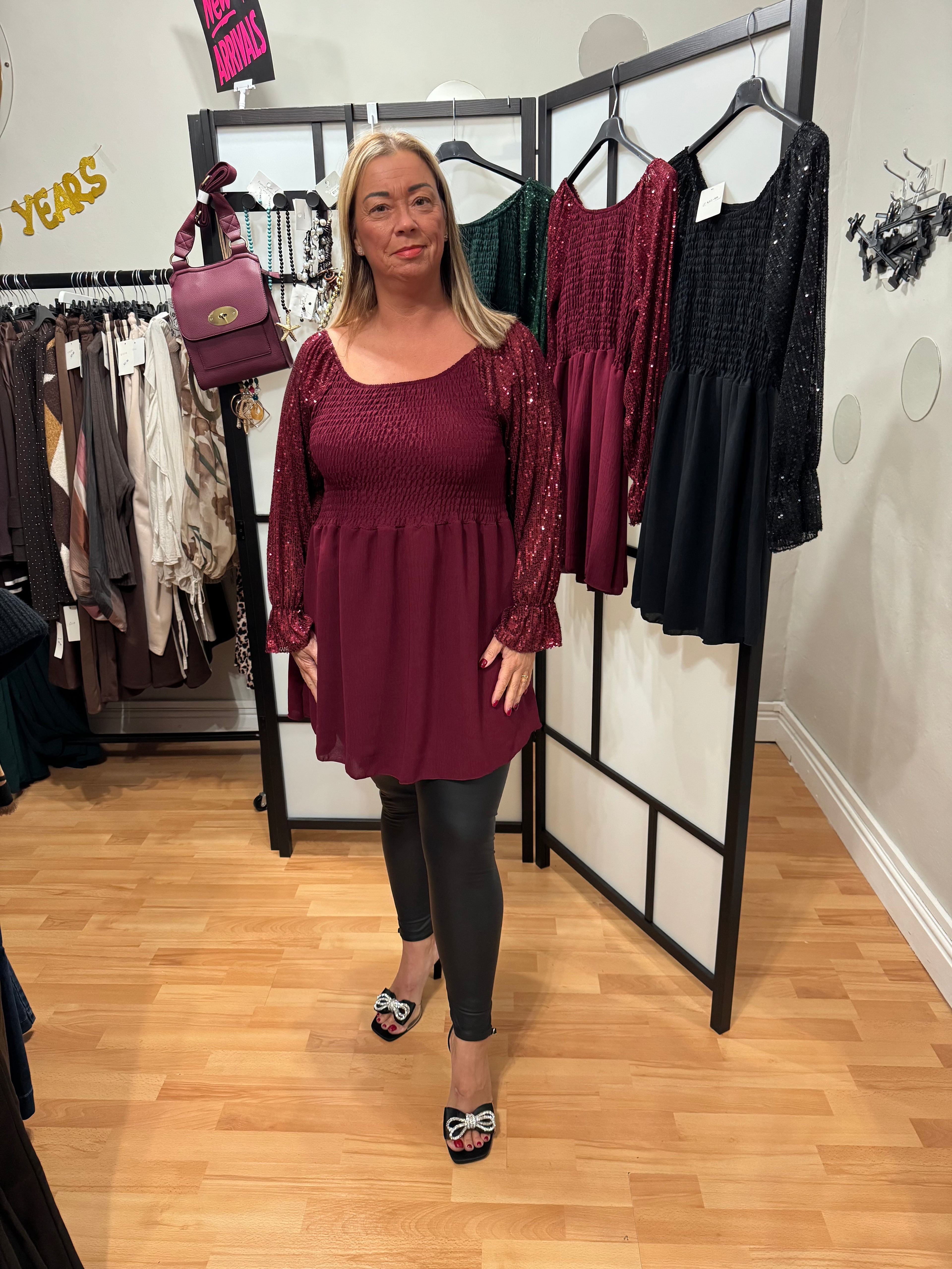 Burgundy sequin tunic top/dress