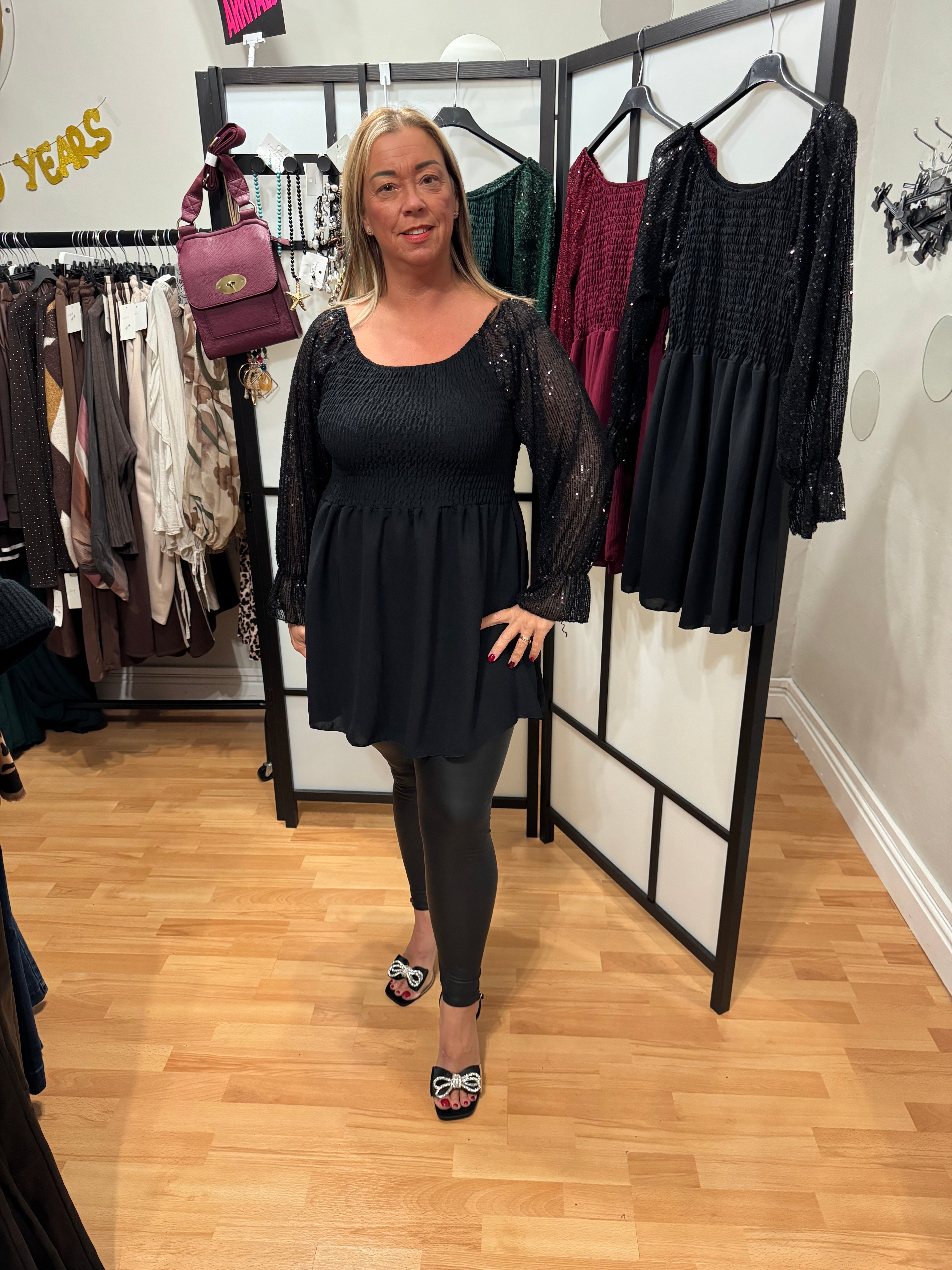 Black sequin tunic top/ dress