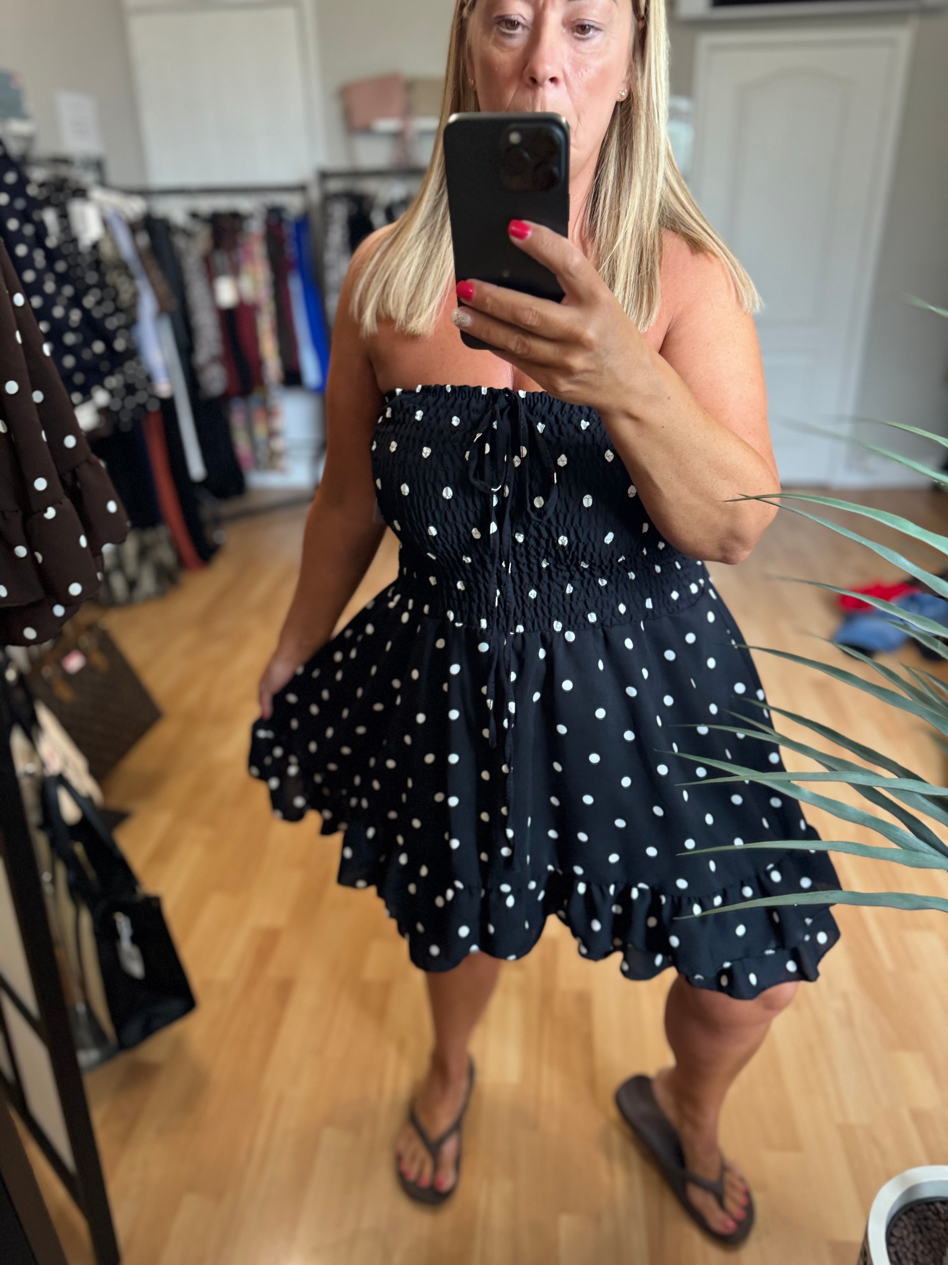 Black polka dot playsuit with shorts