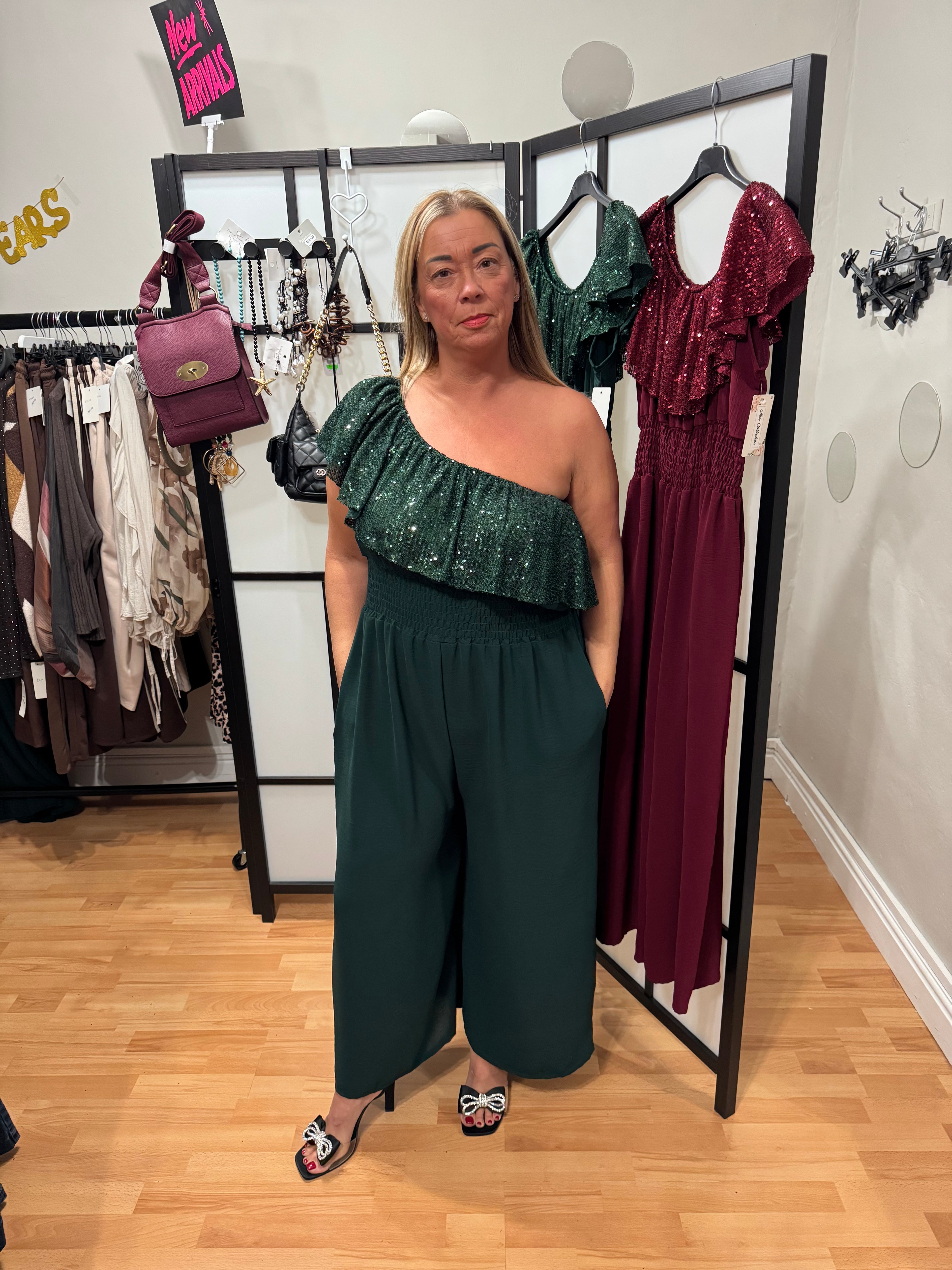 Emerald Green Sequin Jumpsuit