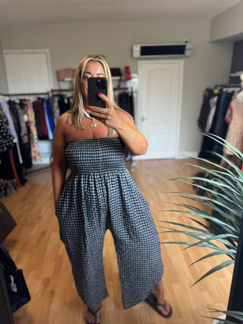 Black gingham jumpsuit